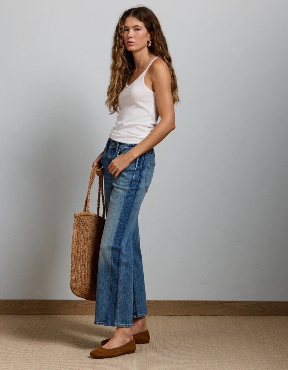 AE77 Premium Bootcut Crop Jean High Rise Women's 29 Side detailing